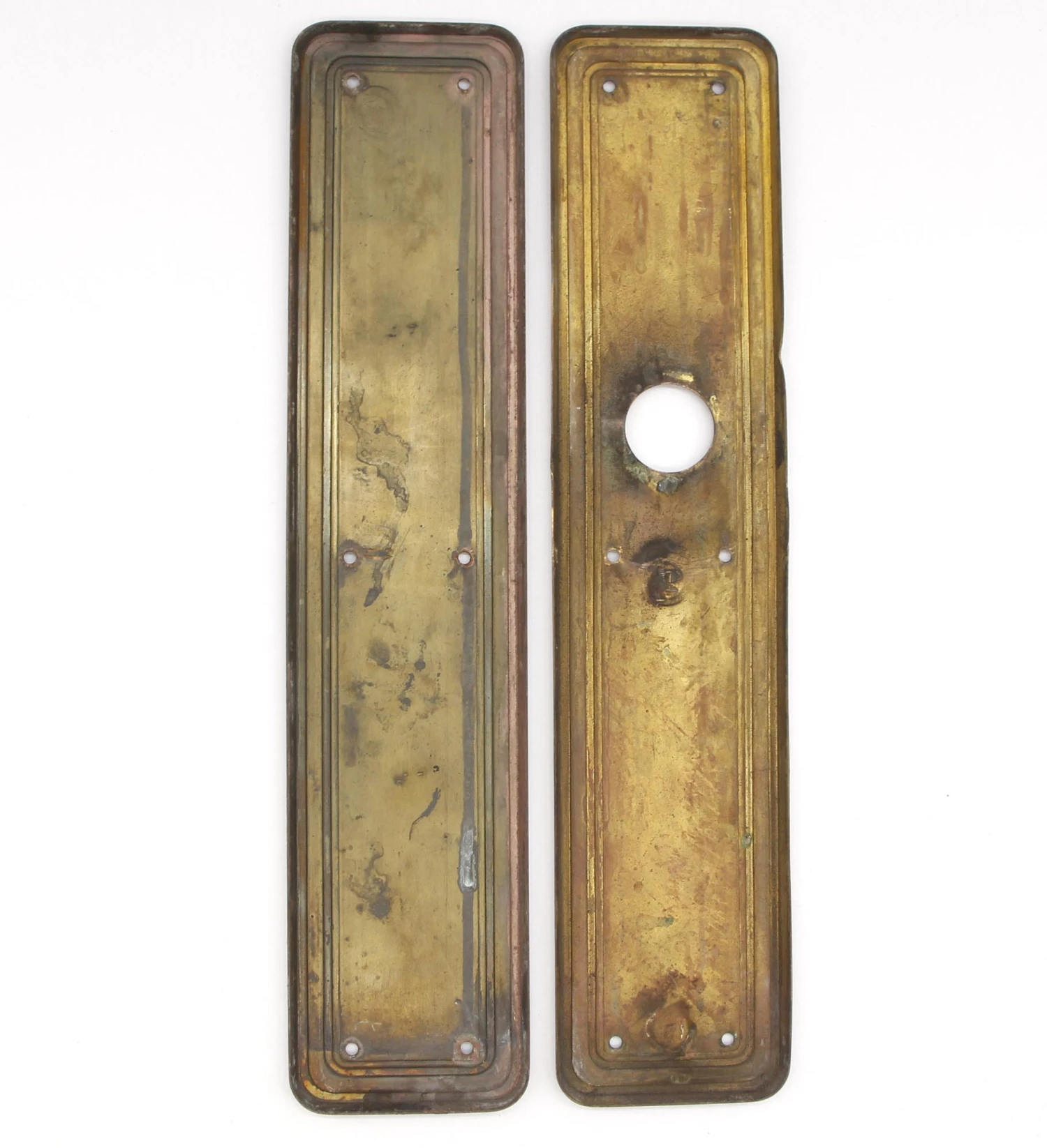 Pair Of Vintage 14.5 In. Commercial Brass Door Push Plates 8 Pair Of Vintage 14.5 In. Commercial Brass Door Push Plates - Image 6