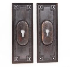 Pair Of Old New Traditional Steel Japanned Pocket Door Plates 9 Pair Of Old New Traditional Steel Japanned Pocket Door Plates -OGT Sale Store q286676 04