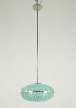 Mid Century Turquoise Blue Acrylic Brushed Steel Pole Pendant Light -OGT Sale Store q286773 07