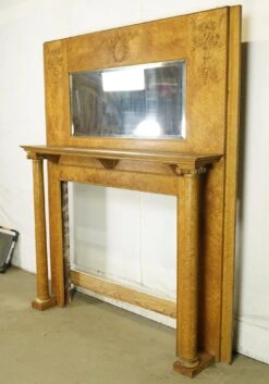 Antique Victorian Birds Eye Maple Mantel With Beveled Mirror -OGT Sale Store q286808 08