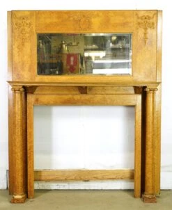 Antique Victorian Birds Eye Maple Mantel With Beveled Mirror -OGT Sale Store q286808 10