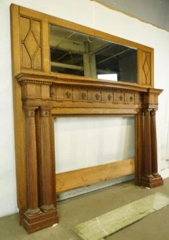 Antique Victorian Oak Mantel With Marble Surround 23 Antique Victorian Oak Mantel With Marble Surround -OGT Sale Store q286809 06