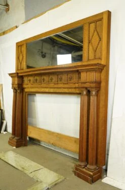 Antique Victorian Oak Mantel With Marble Surround 24 Antique Victorian Oak Mantel With Marble Surround -OGT Sale Store q286809 07