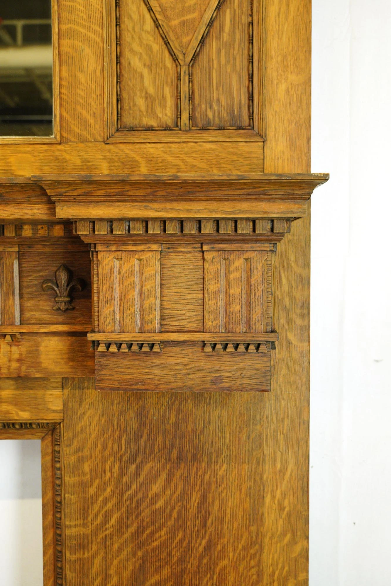 Antique Victorian Oak Mantel With Marble Surround 16 Antique Victorian Oak Mantel With Marble Surround - Image 14