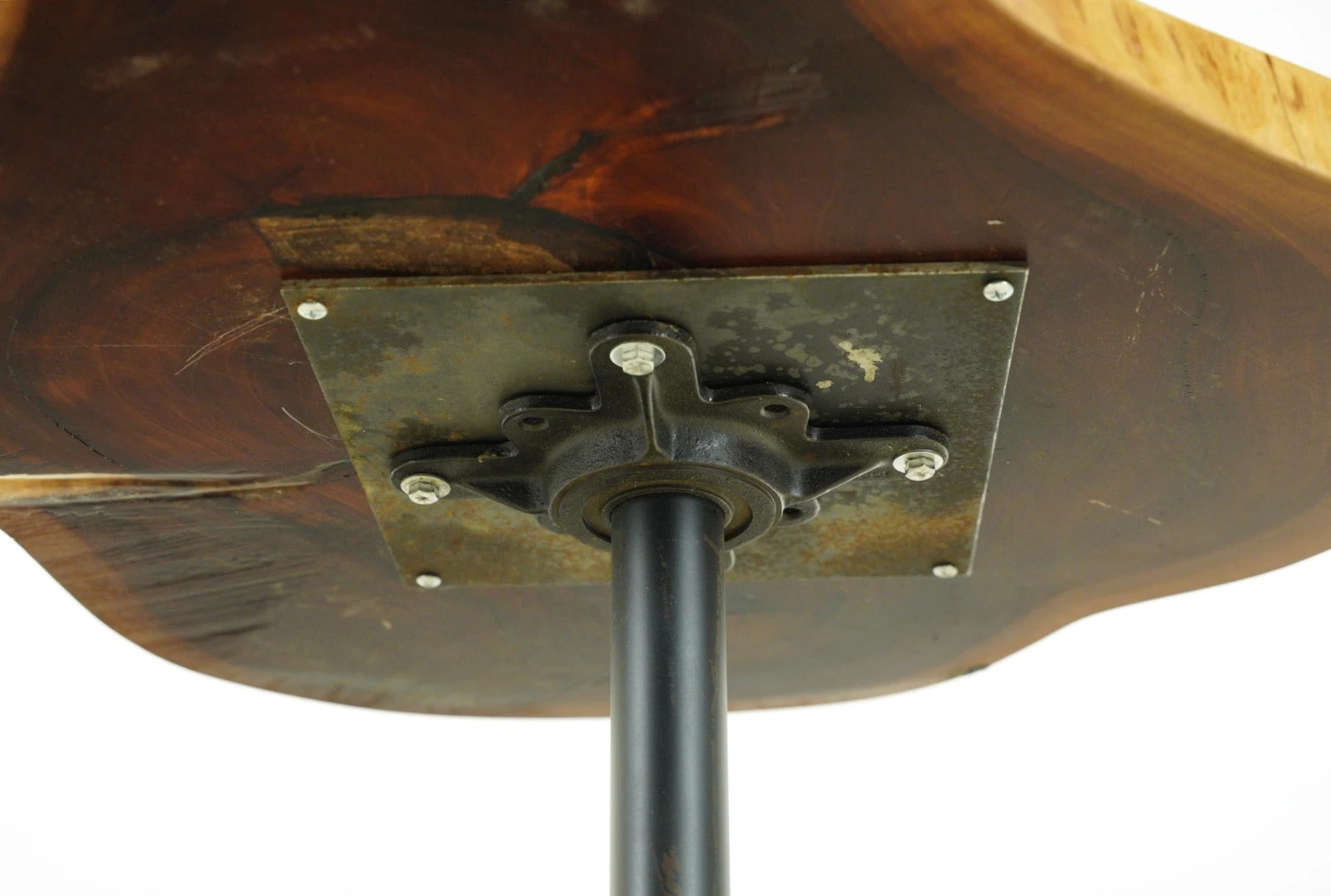 Handcrafted 36.5 In. Live Edge Mahogany Wafer Steel Bistro Table 10 Handcrafted 36.5 In. Live Edge Mahogany Wafer Steel Bistro Table - Image 8