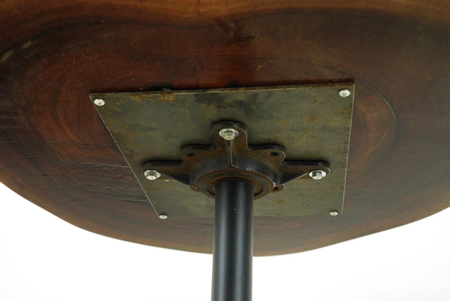 Handcrafted 31.5 In. Live Edge Mahogany Wafer Steel Bistro Table 8 Handcrafted 31.5 In. Live Edge Mahogany Wafer Steel Bistro Table - Image 6