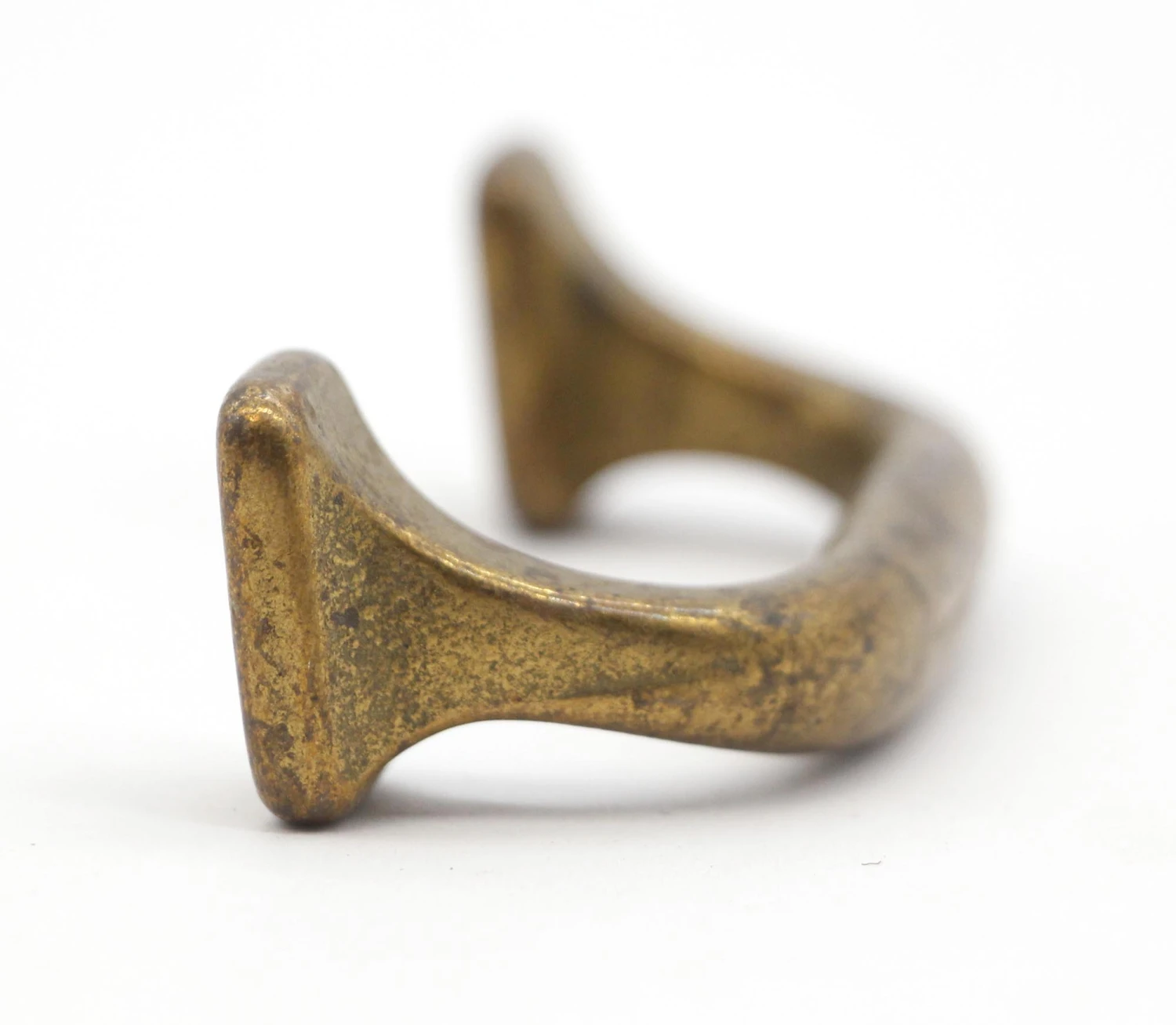 Vintage 3 In. Brass Plated Cast Iron Curved Bridge Drawer Pull 6 Vintage 3 In. Brass Plated Cast Iron Curved Bridge Drawer Pull - Image 4