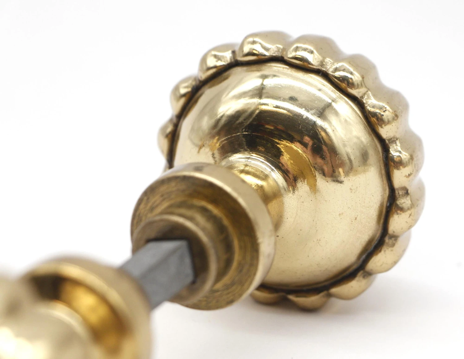 Pair Of Vintage 2.25 In. Polished Brass Fluted Door Knobs 8 Pair Of Vintage 2.25 In. Polished Brass Fluted Door Knobs - Image 6