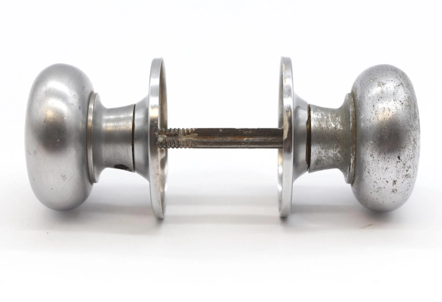 Vintage Classic Brushed Nickel Brass Passage Door Knob Set 6 Vintage Classic Brushed Nickel Brass Passage Door Knob Set - Image 4