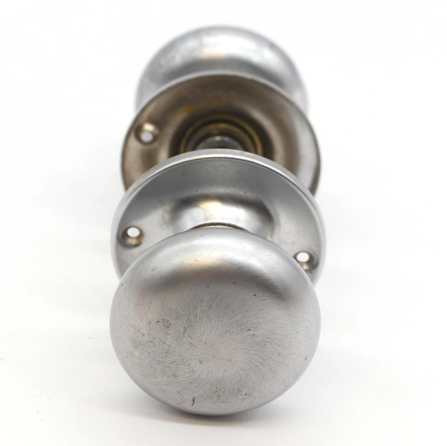 Vintage Classic Brushed Nickel Brass Passage Door Knob Set 8 Vintage Classic Brushed Nickel Brass Passage Door Knob Set - Image 6