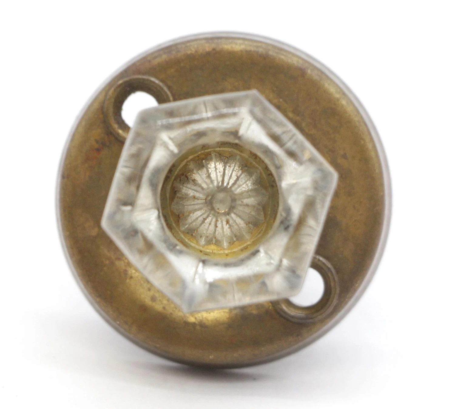 Vintage Hexagon Clear Glass Cabinet Catch Knob 6 Vintage Hexagon Clear Glass Cabinet Catch Knob - Image 4