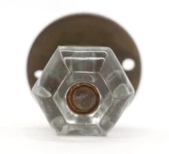 Pair Of Vintage Hexagon Clear Glass Cabinet Catch Knobs 13 Pair Of Vintage Hexagon Clear Glass Cabinet Catch Knobs -OGT Sale Store q287054 05