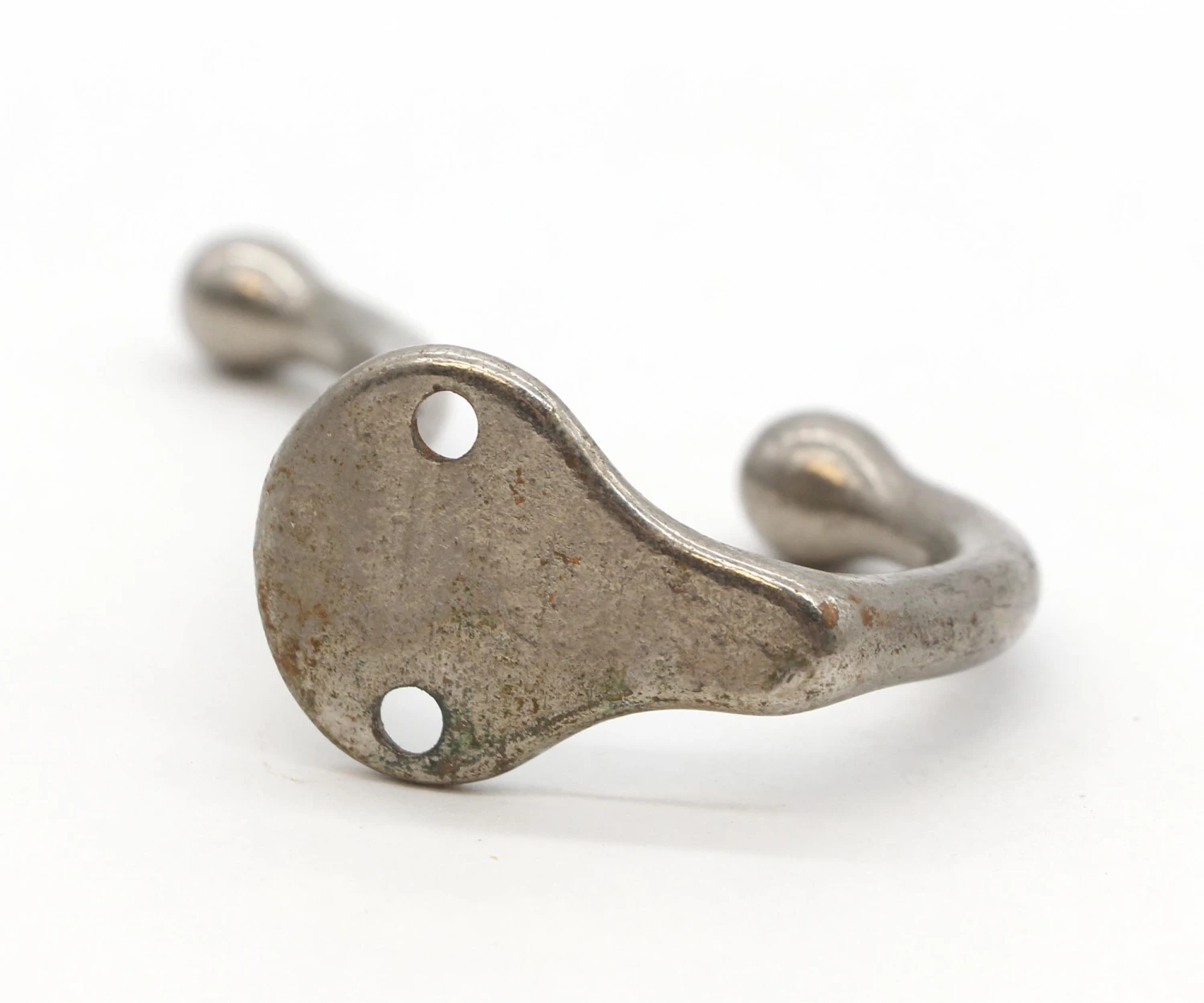 Vintage Nickel Plated Steel Double Arm Wall Hook 6 Vintage Nickel Plated Steel Double Arm Wall Hook - Image 4