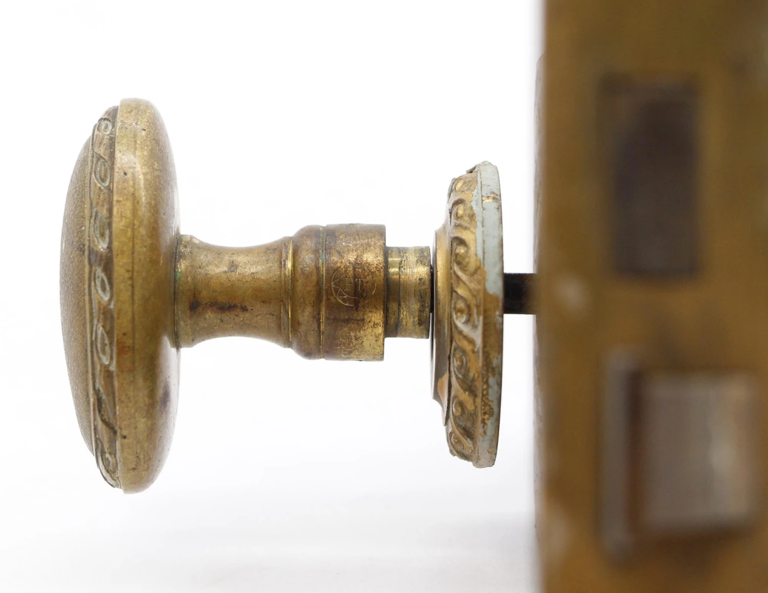 Vintage Brass Oval Deep Back Set Door Knob Set 10 Vintage Brass Oval Deep Back Set Door Knob Set - Image 8