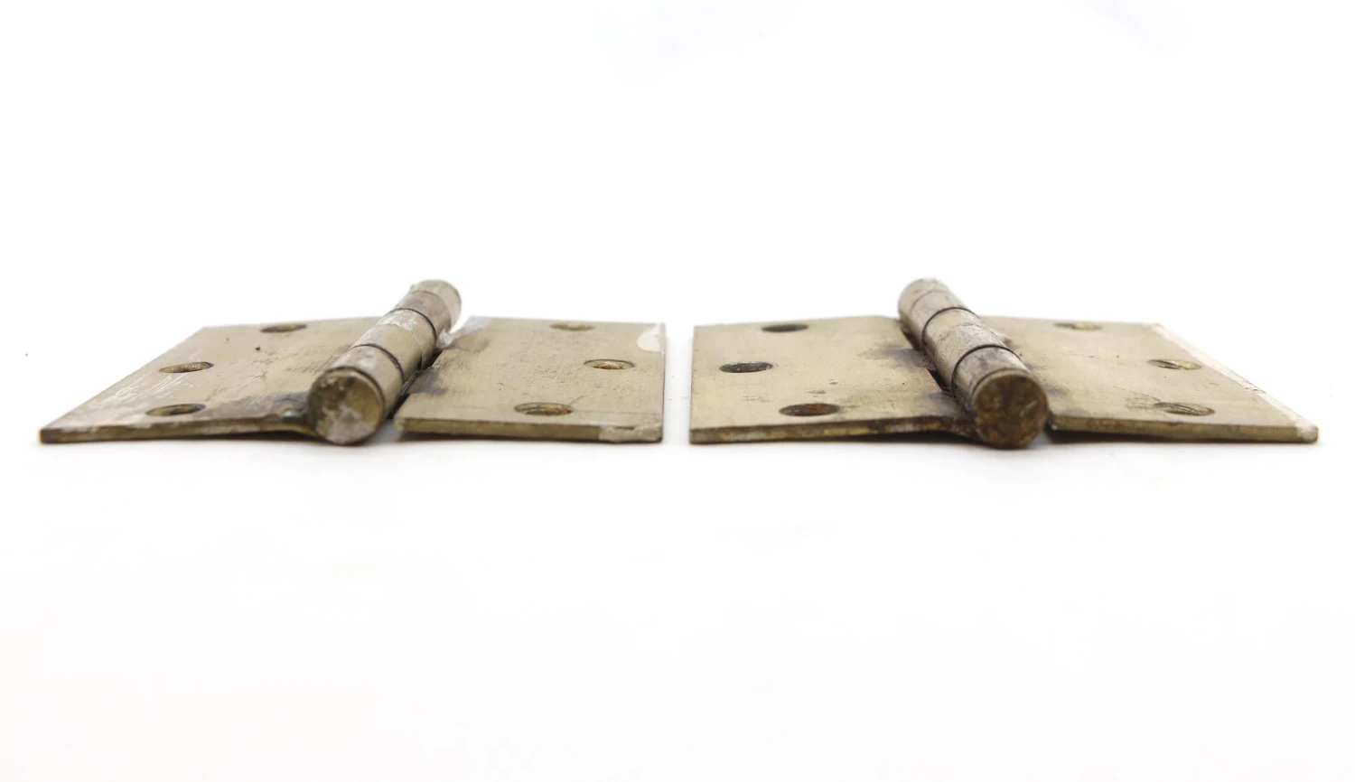 Pair Of Vintage 3.5 X 3.5 Brass Finish Steel Door Hinges 6 Pair Of Vintage 3.5 X 3.5 Brass Finish Steel Door Hinges - Image 4