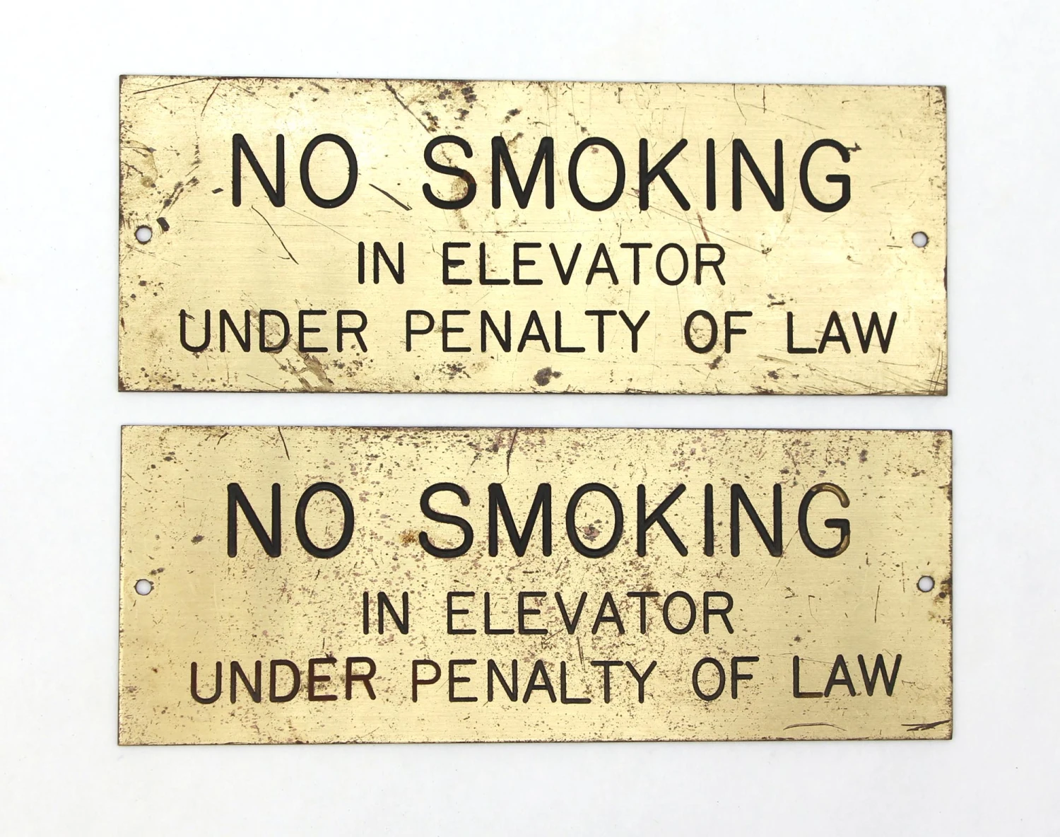 Reclaimed Brass No Smoking Elevator Sign 6 Reclaimed Brass No Smoking Elevator Sign - Image 4