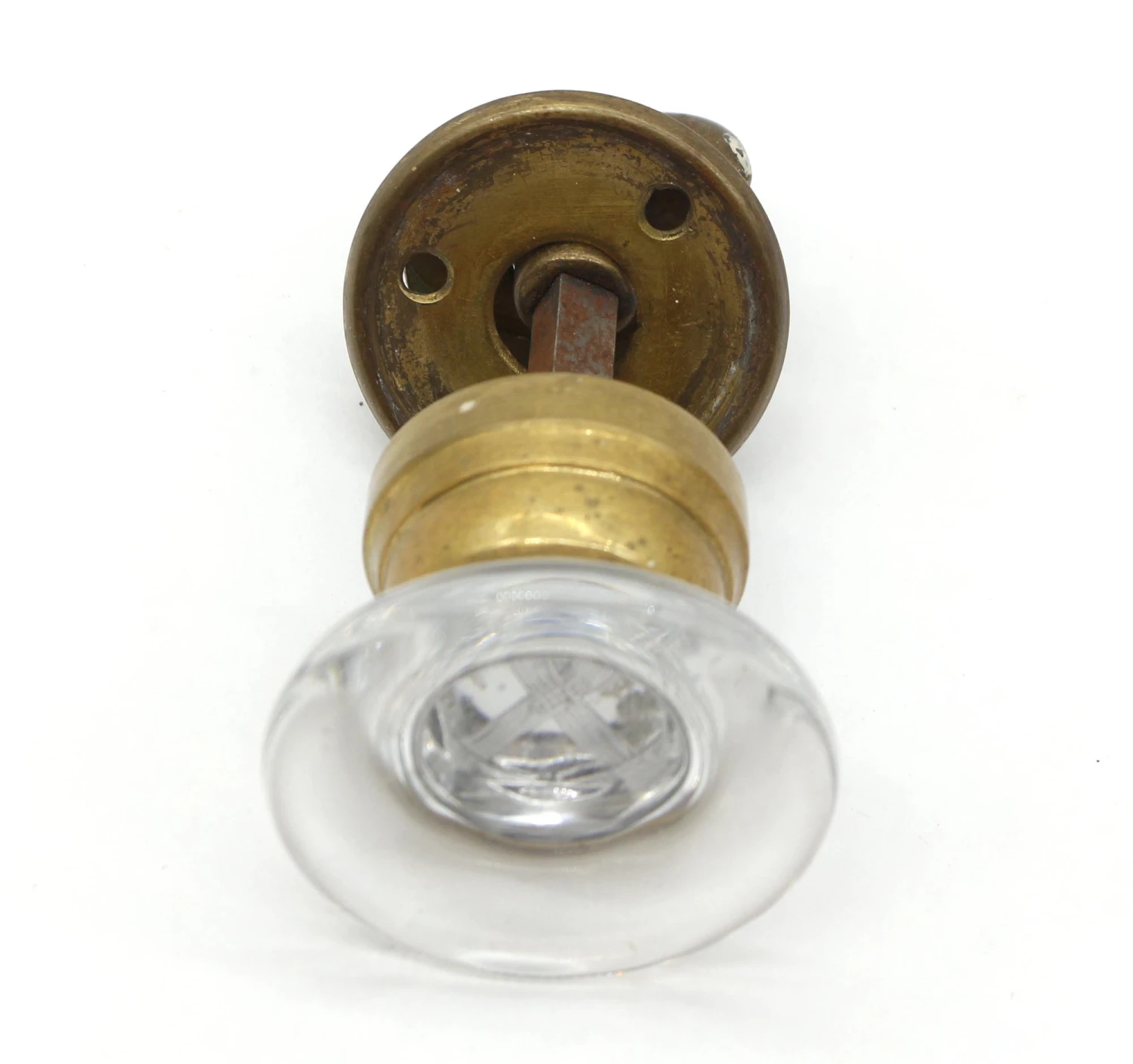 Antique Round Glass X Center Closet Door Knob Set 6 Antique Round Glass X Center Closet Door Knob Set - Image 4
