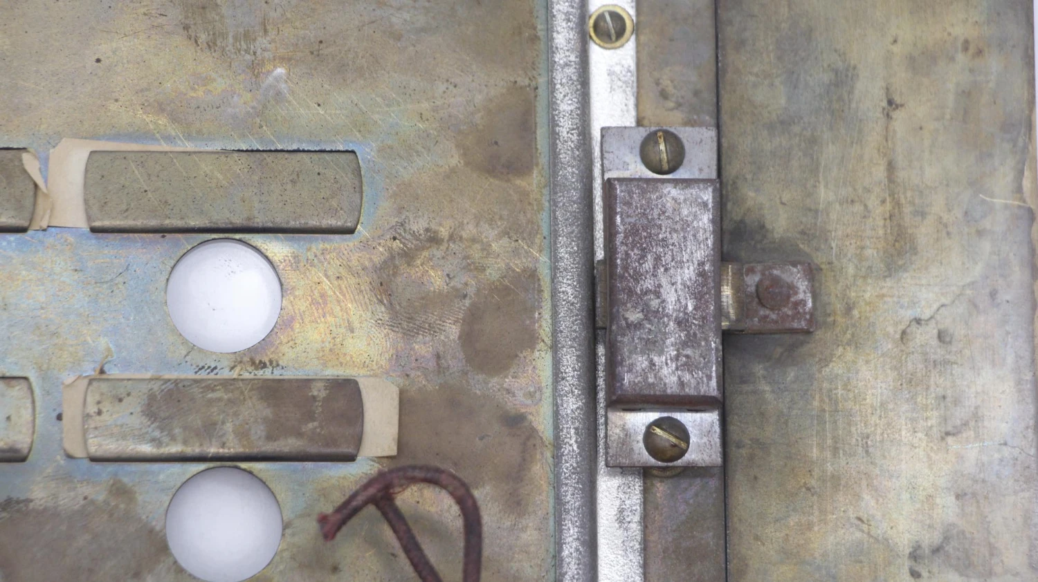 Reclaimed 6 Unit Building Brass Apartment Call Box Cover 8 Reclaimed 6 Unit Building Brass Apartment Call Box Cover - Image 6