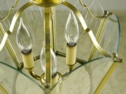 Traditional Polished Brass Glass & Steel Semi Flush Mount 13 Traditional Polished Brass Glass & Steel Semi Flush Mount -OGT Sale Store q287257 04