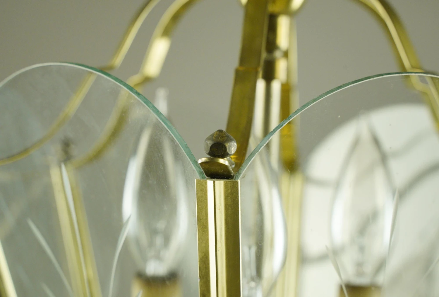 Traditional Polished Brass Glass & Steel Semi Flush Mount 7 Traditional Polished Brass Glass & Steel Semi Flush Mount - Image 5