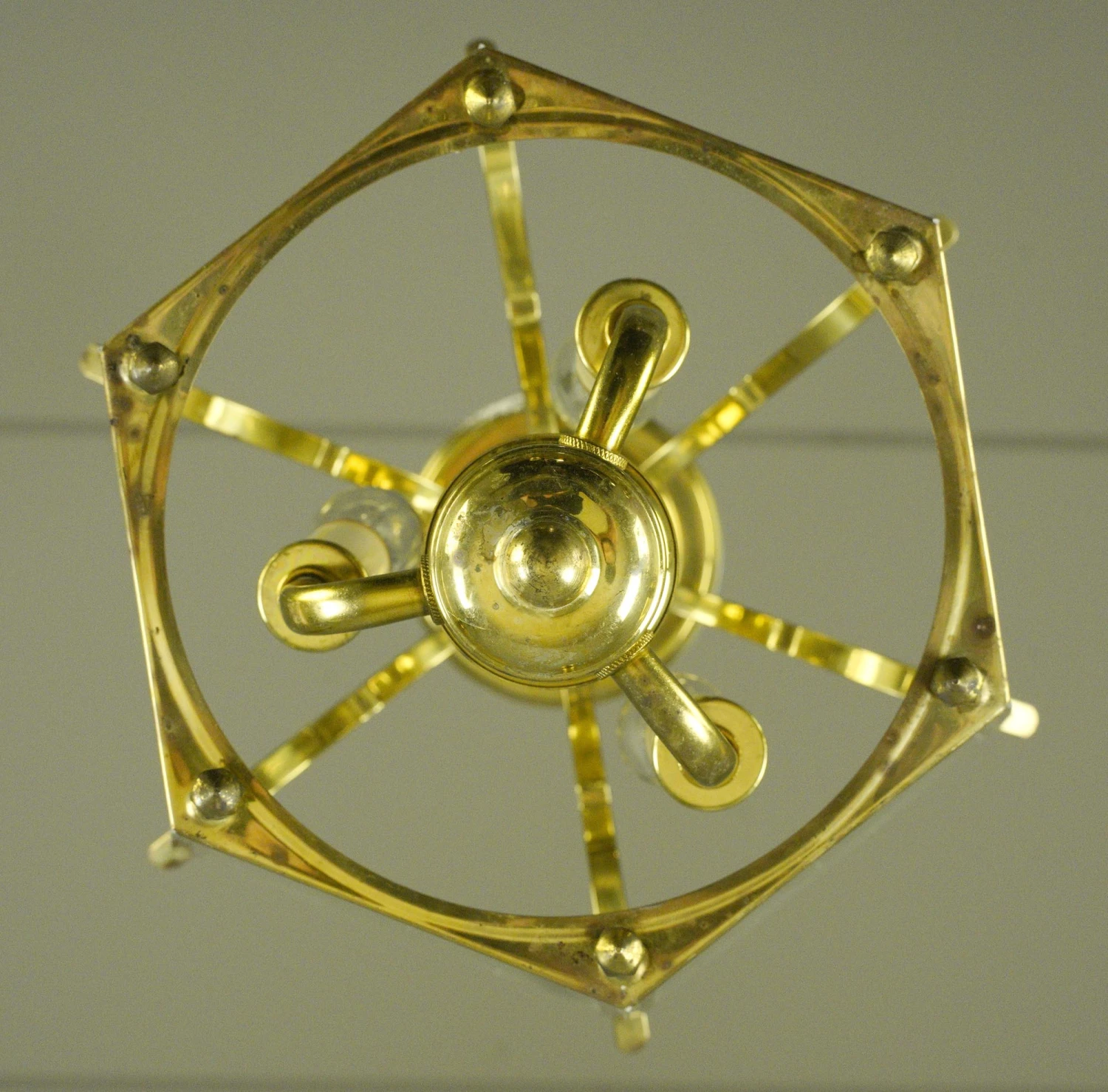 Traditional Polished Brass Glass & Steel Semi Flush Mount 10 Traditional Polished Brass Glass & Steel Semi Flush Mount - Image 8