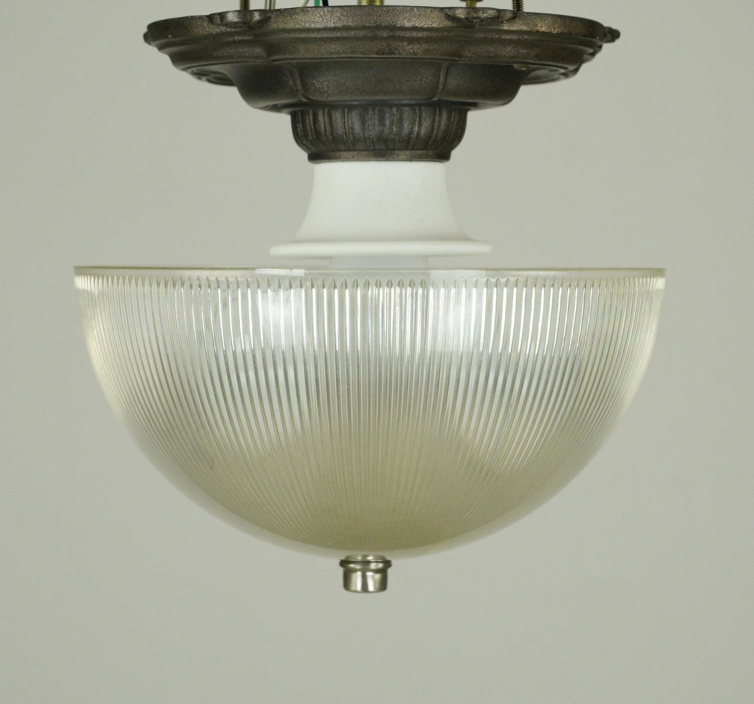 Restored 8 In. Holophane Style Semi Flush Mount Ceiling Light 6 Restored 8 In. Holophane Style Semi Flush Mount Ceiling Light - Image 4