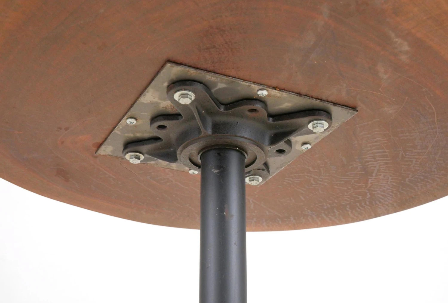 Handcrafted 33 In. Live Edge Mahogany Wafer Steel Bistro Table 7 Handcrafted 33 In. Live Edge Mahogany Wafer Steel Bistro Table - Image 5