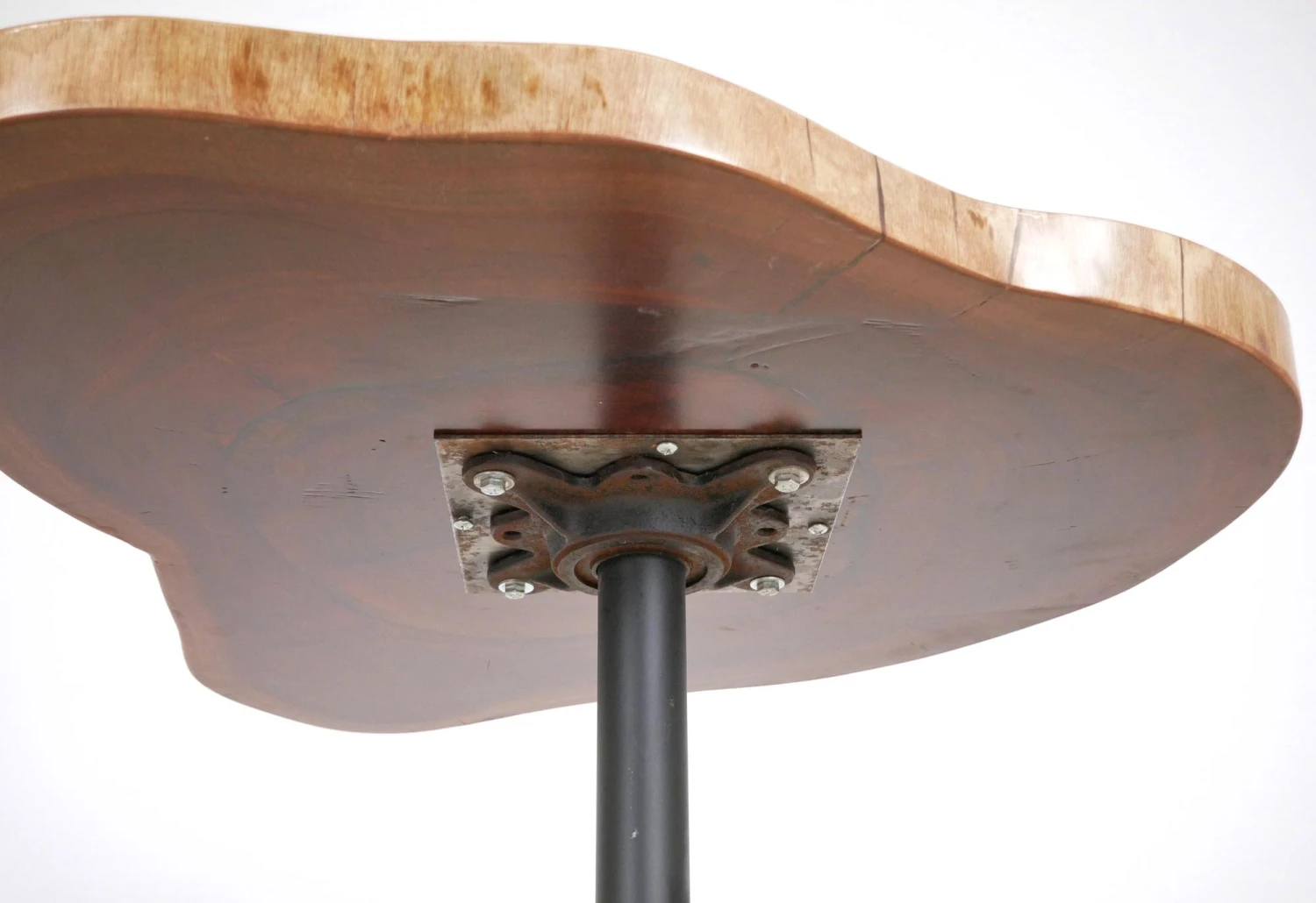 Handcrafted 33.1 In. Live Edge Mahogany Wafer Steel Bistro Table 7 Handcrafted 33.1 In. Live Edge Mahogany Wafer Steel Bistro Table - Image 5