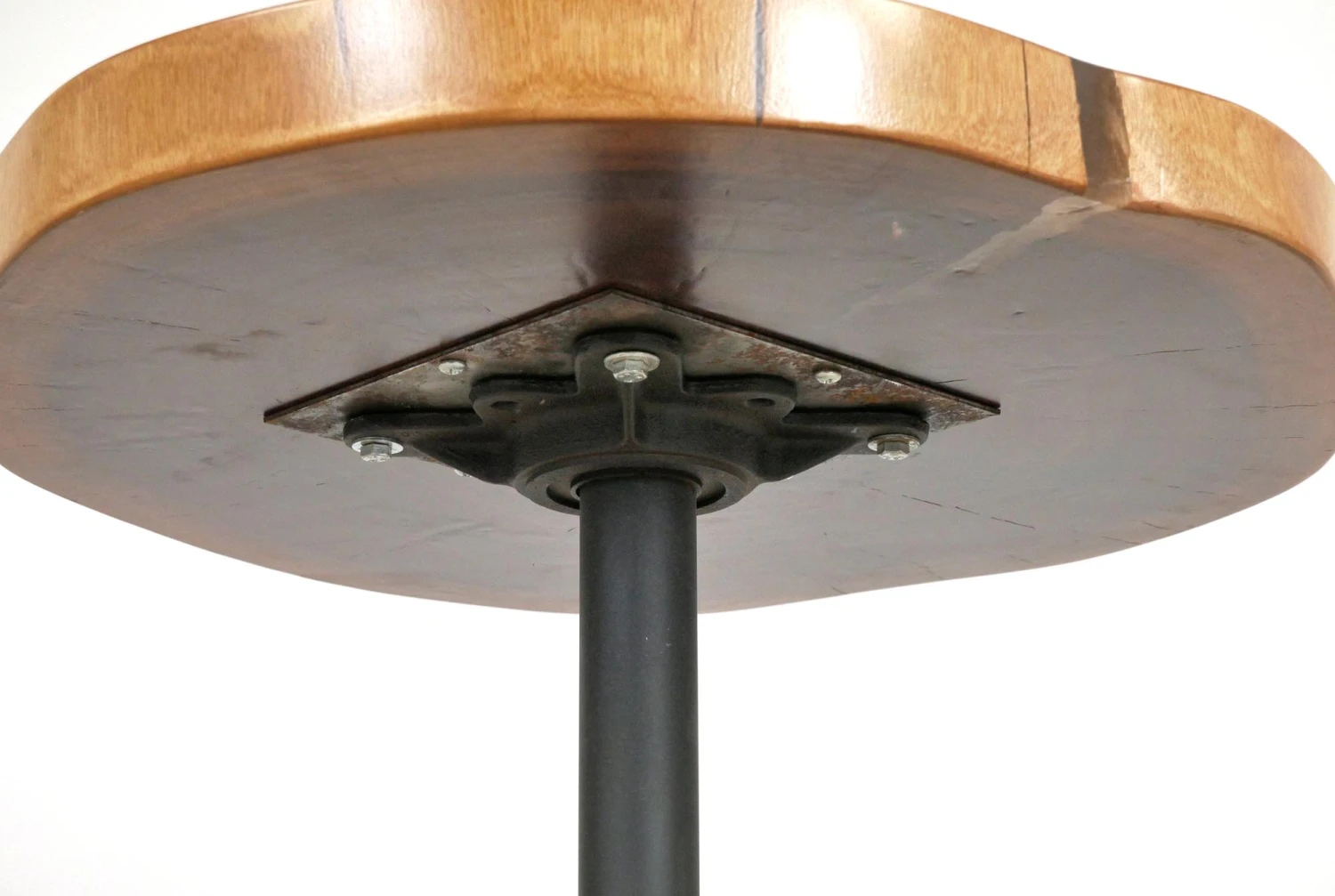 Handcrafted 25 In. Live Edge Mahogany Wafer Steel Bistro Table 6 Handcrafted 25 In. Live Edge Mahogany Wafer Steel Bistro Table - Image 4