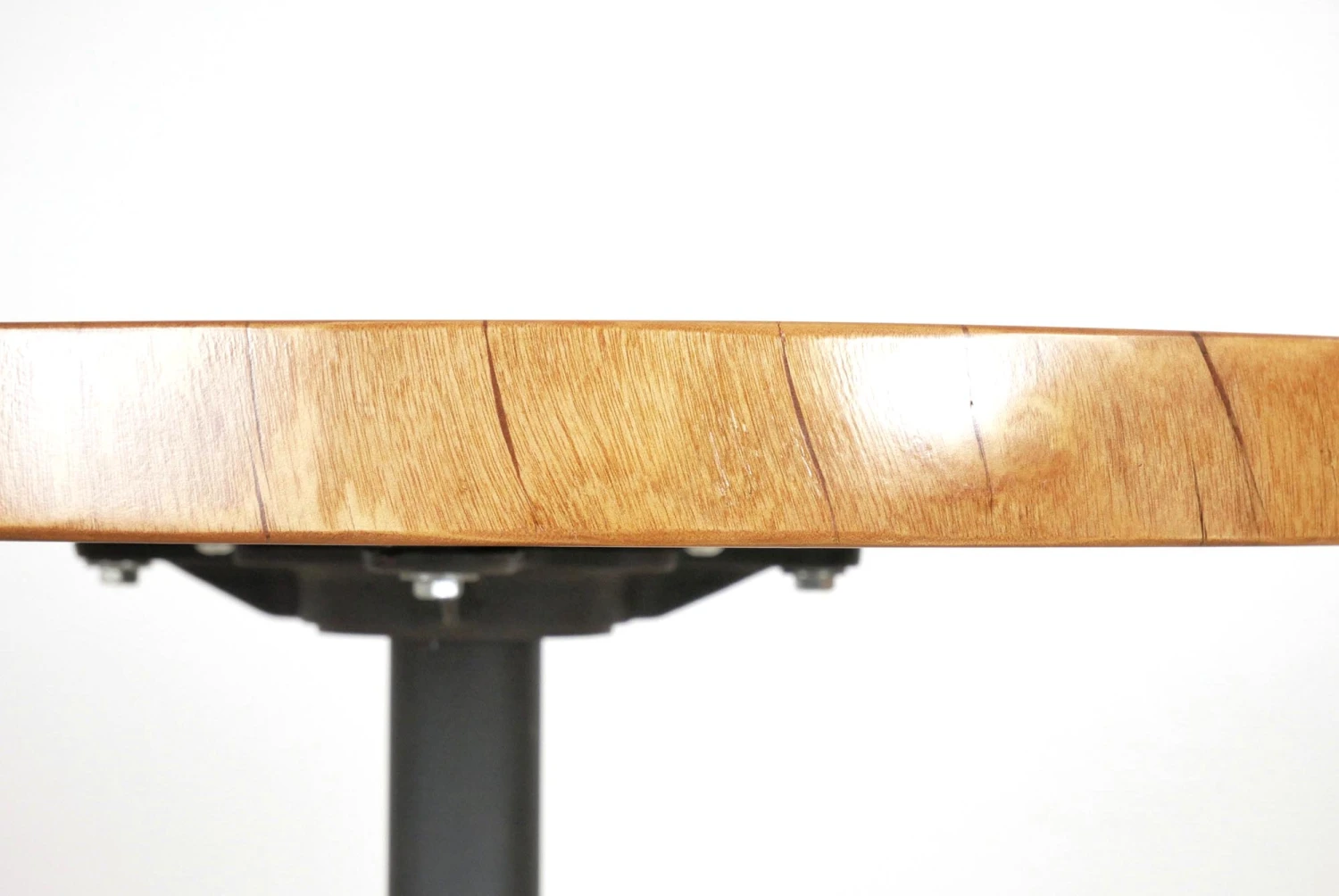 Handcrafted 25 In. Live Edge Mahogany Wafer Steel Bistro Table 8 Handcrafted 25 In. Live Edge Mahogany Wafer Steel Bistro Table - Image 6