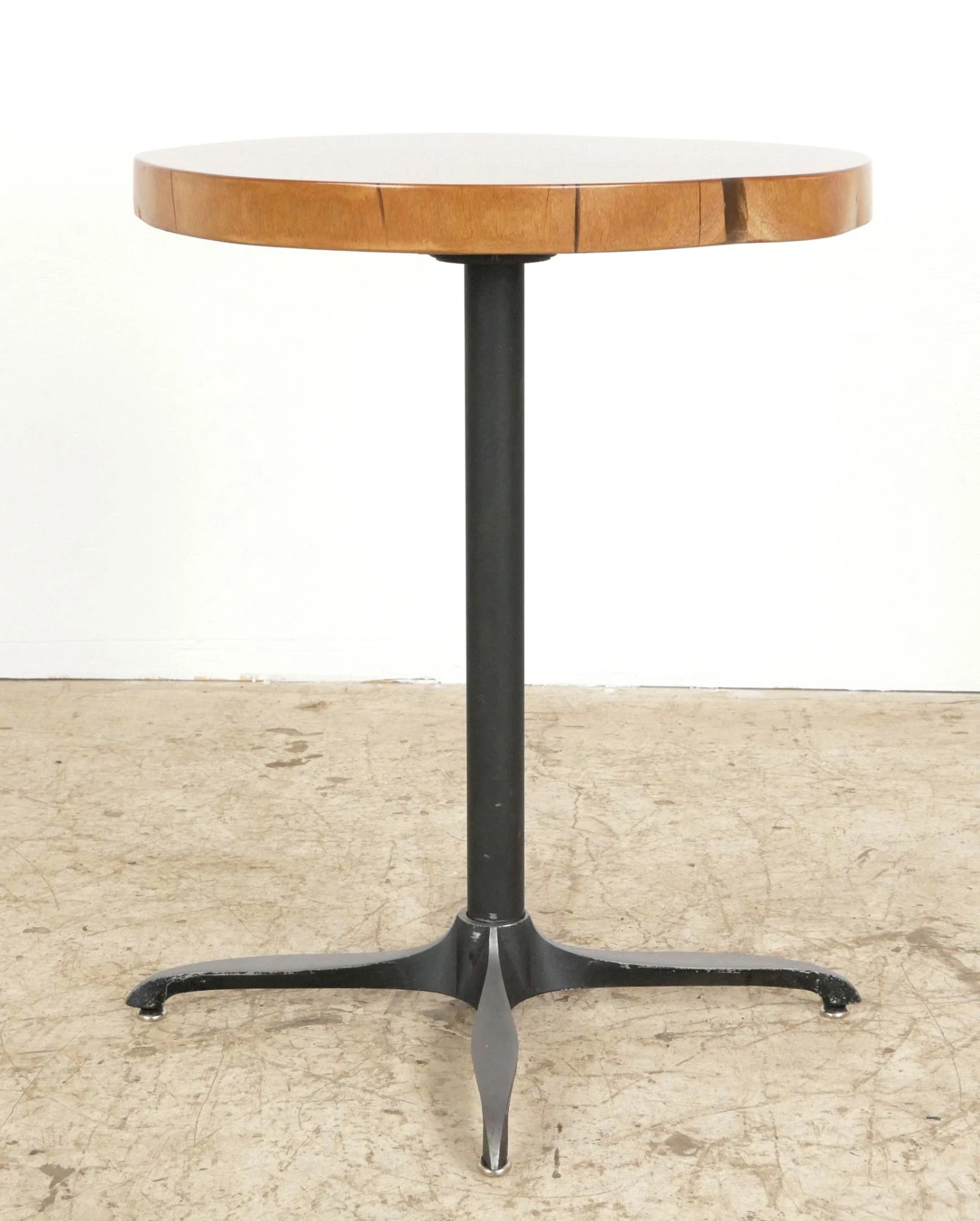 Handcrafted 25 In. Live Edge Mahogany Wafer Steel Bistro Table 10 Handcrafted 25 In. Live Edge Mahogany Wafer Steel Bistro Table - Image 8