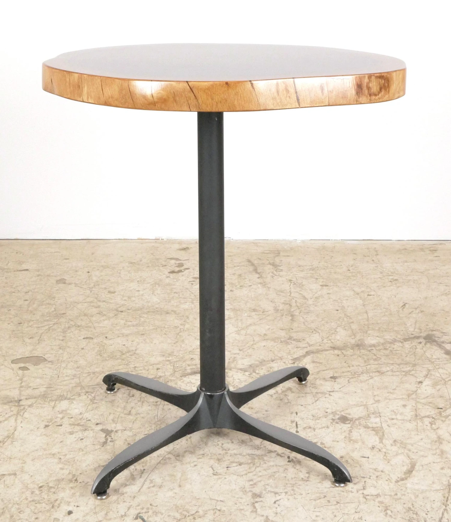 Handcrafted 25 In. Live Edge Mahogany Wafer Steel Bistro Table 11 Handcrafted 25 In. Live Edge Mahogany Wafer Steel Bistro Table - Image 9