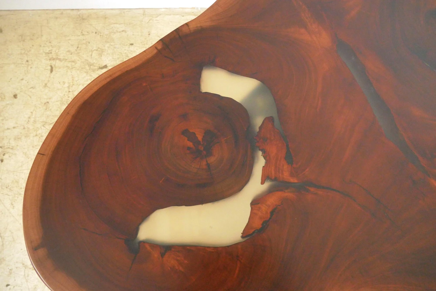 Handcrafted 42.5 In. Live Edge Mahogany Wafer Bistro Table 6 Handcrafted 42.5 In. Live Edge Mahogany Wafer Bistro Table - Image 4