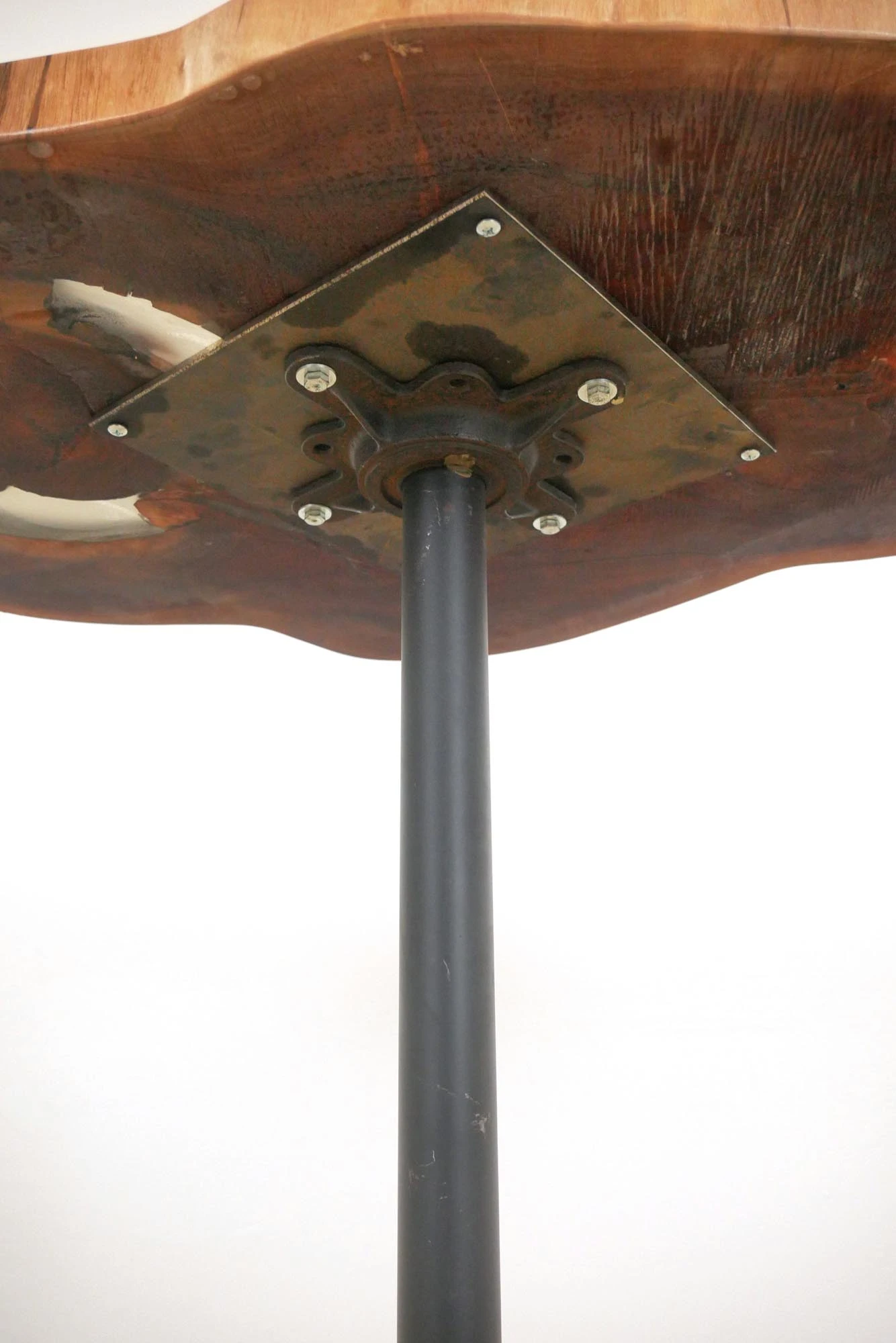 Handcrafted 39.875 In. Live Edge Mahogany Wafer Steel Bistro Table 6 Handcrafted 39.875 In. Live Edge Mahogany Wafer Steel Bistro Table - Image 4