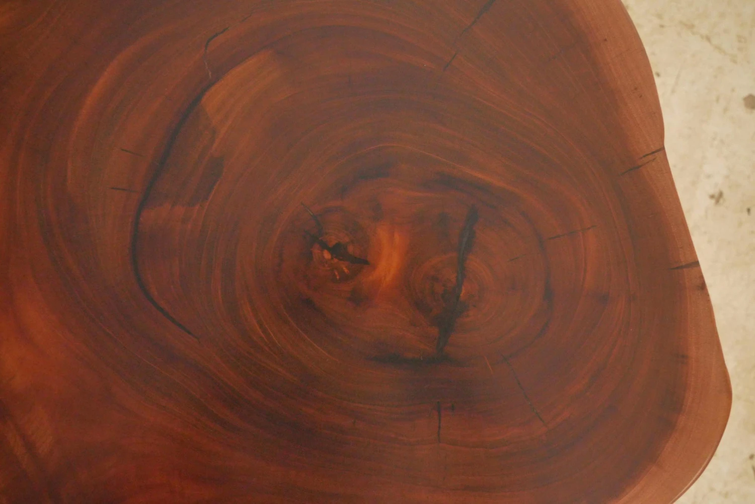 Handcrafted 39.875 In. Live Edge Mahogany Wafer Steel Bistro Table 10 Handcrafted 39.875 In. Live Edge Mahogany Wafer Steel Bistro Table - Image 8