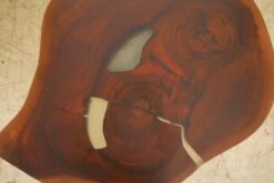 Handcrafted 36.75 In. Live Edge Mahogany Wafer Steel Bistro Table -OGT Sale Store q287318 04