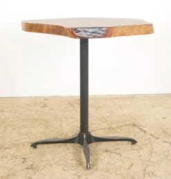 Handcrafted 36.75 In. Live Edge Mahogany Wafer Steel Bistro Table -OGT Sale Store q287318 06