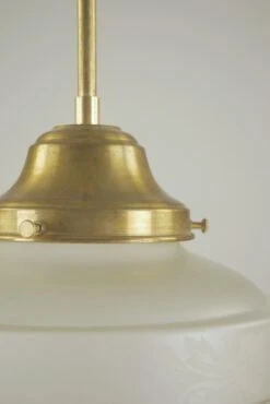 Vintage Floral Etched Glass Globe Brass Pole Pendant Light -OGT Sale Store q287327 06