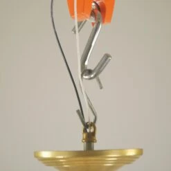 Vintage Floral Etched Glass Globe Brass Pole Pendant Light -OGT Sale Store q287327 12