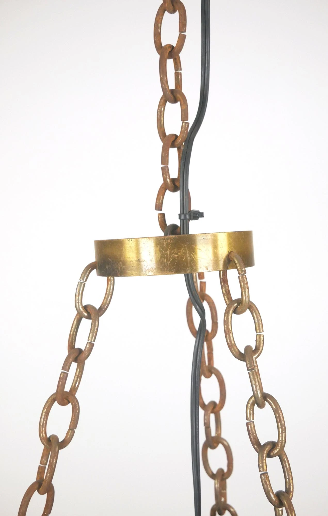 Reclaimed Wood Barrel Polished Brass Red Glass Pendant Light 6 Reclaimed Wood Barrel Polished Brass Red Glass Pendant Light - Image 4