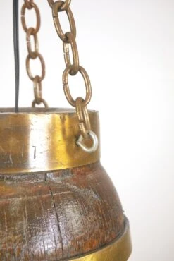 Reclaimed Wood Barrel Polished Brass Red Glass Pendant Light 17 Reclaimed Wood Barrel Polished Brass Red Glass Pendant Light -OGT Sale Store q287329 05