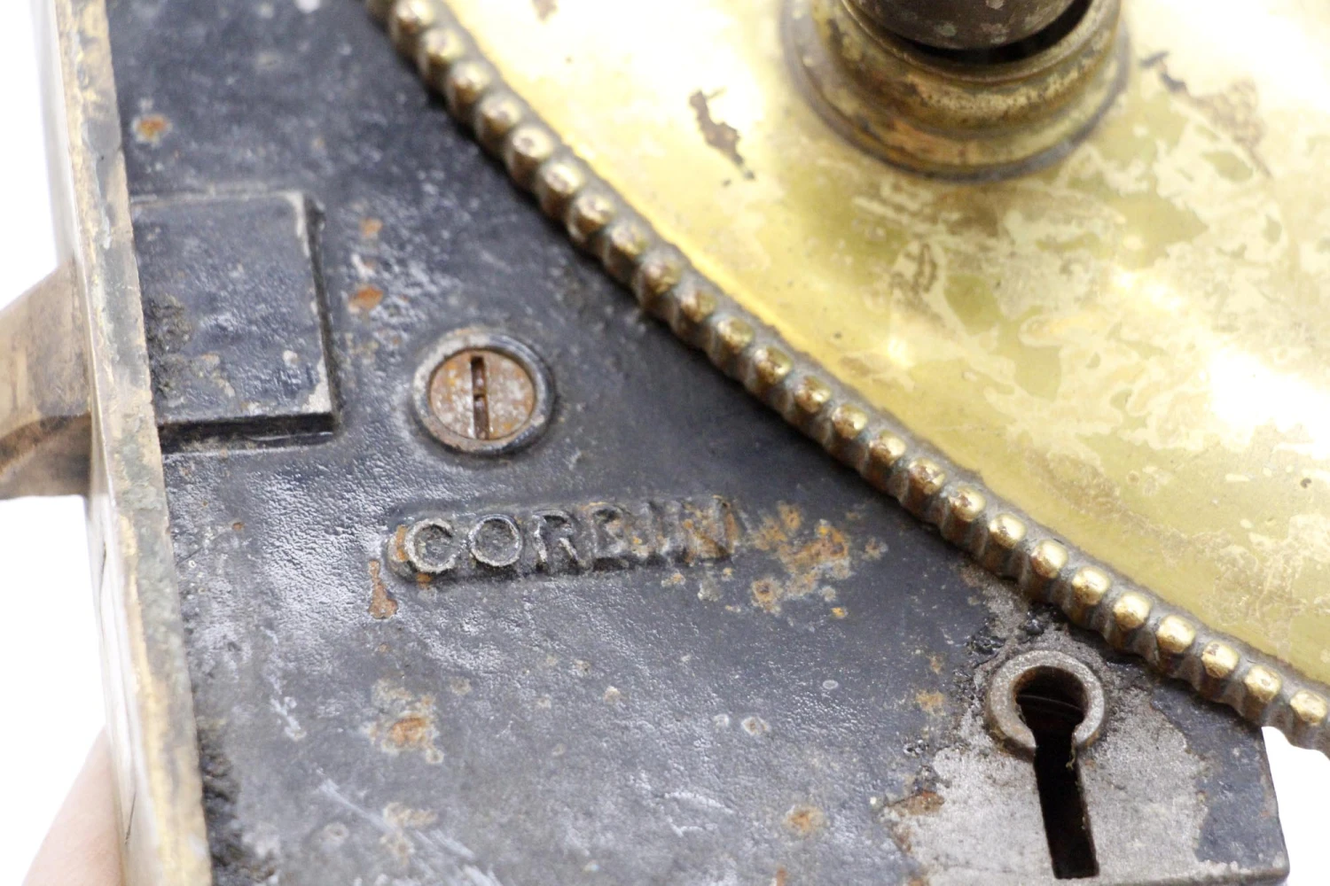 Vintage Fluted Glass Brass Oval Plate Passage Door Knob Set 10 Vintage Fluted Glass Brass Oval Plate Passage Door Knob Set - Image 8