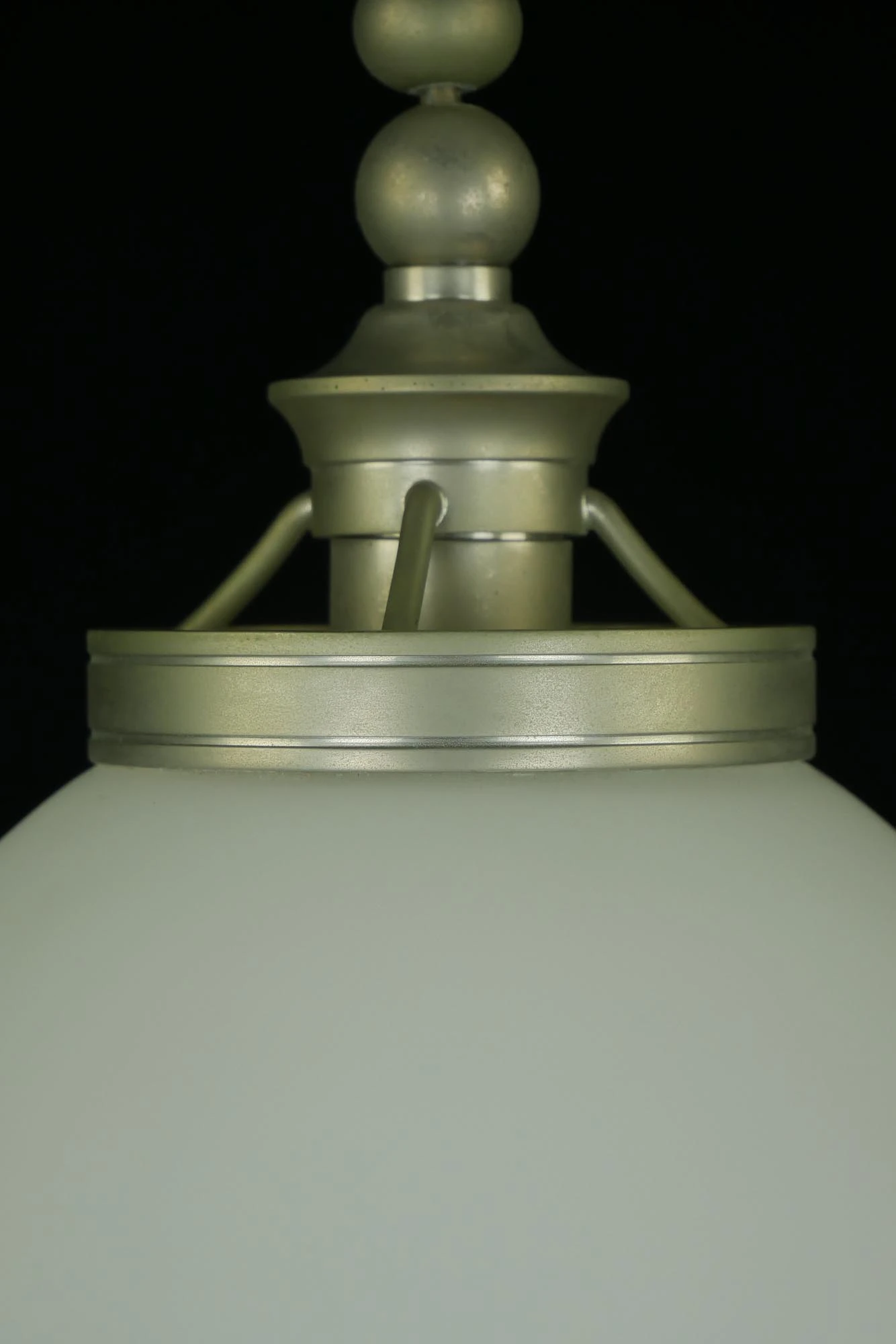 Modern White Glass & Brushed Steel Semi Flush Mount Light 6 Modern White Glass & Brushed Steel Semi Flush Mount Light - Image 4