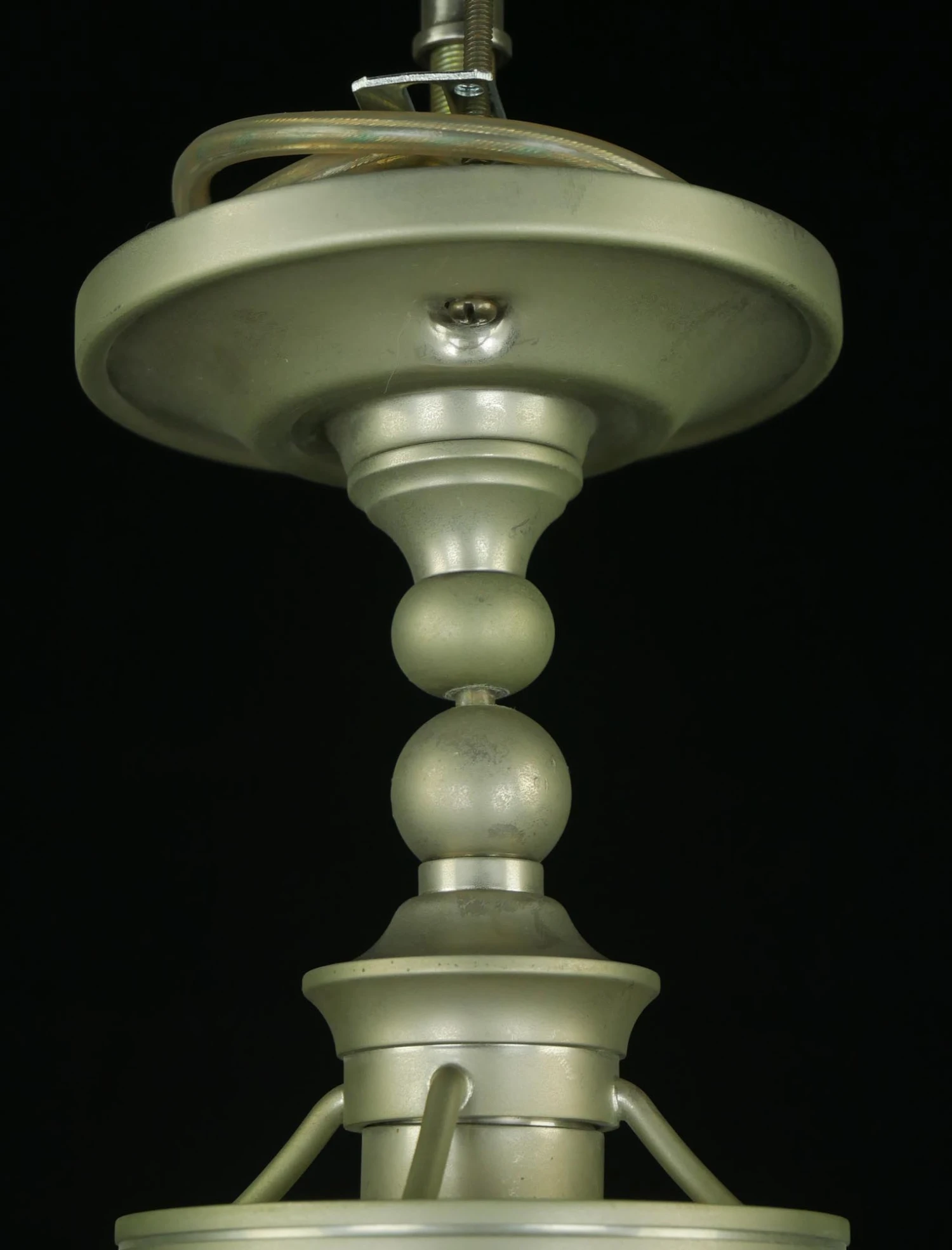 Modern White Glass & Brushed Steel Semi Flush Mount Light 7 Modern White Glass & Brushed Steel Semi Flush Mount Light - Image 5