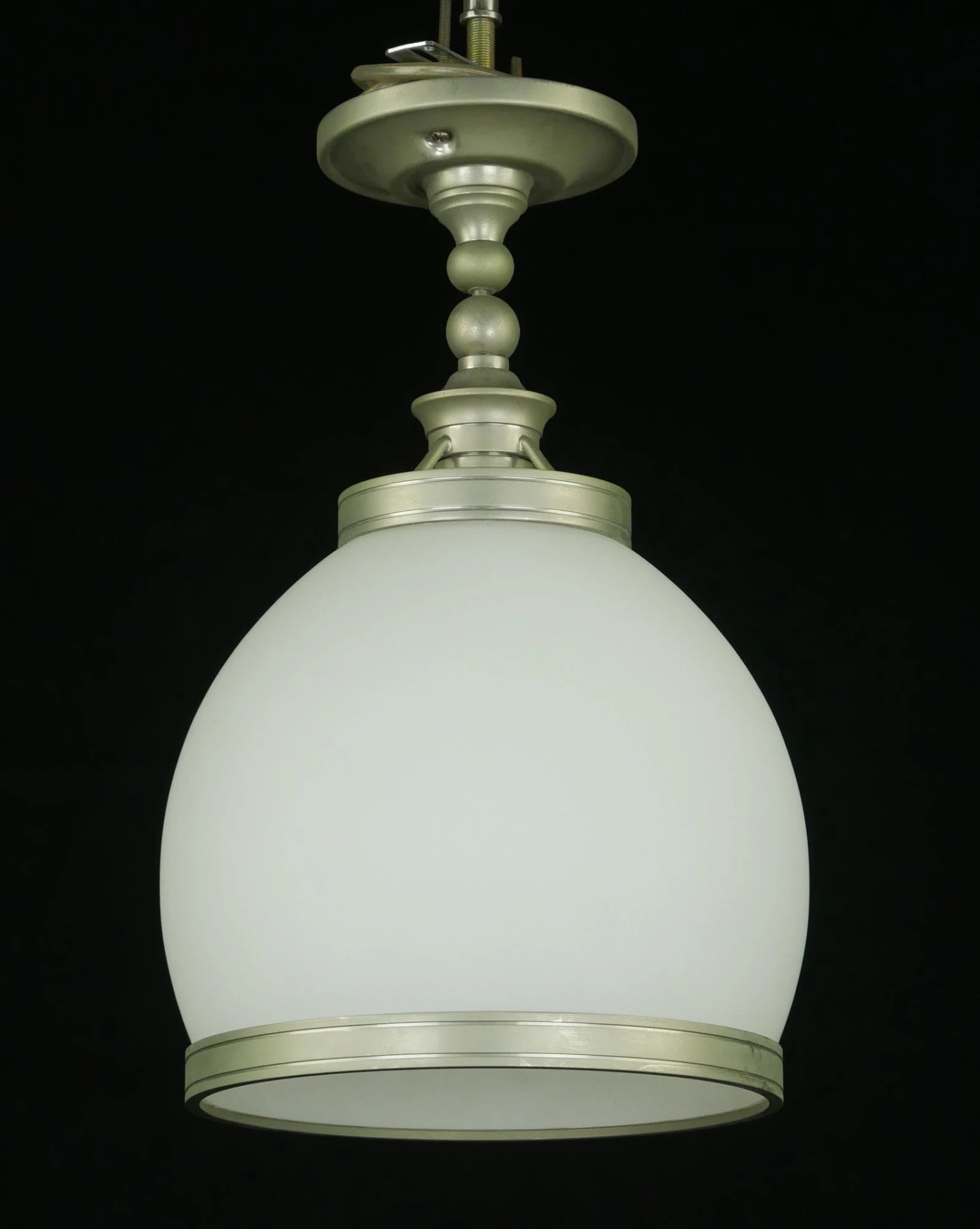 Modern White Glass & Brushed Steel Semi Flush Mount Light 9 Modern White Glass & Brushed Steel Semi Flush Mount Light - Image 7