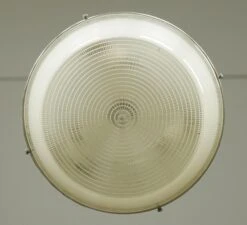 Vintage Mid Century Brushed Steel Prismatic Glass Flush Mount Light 13 Vintage Mid Century Brushed Steel Prismatic Glass Flush Mount Light -OGT Sale Store q287534 06