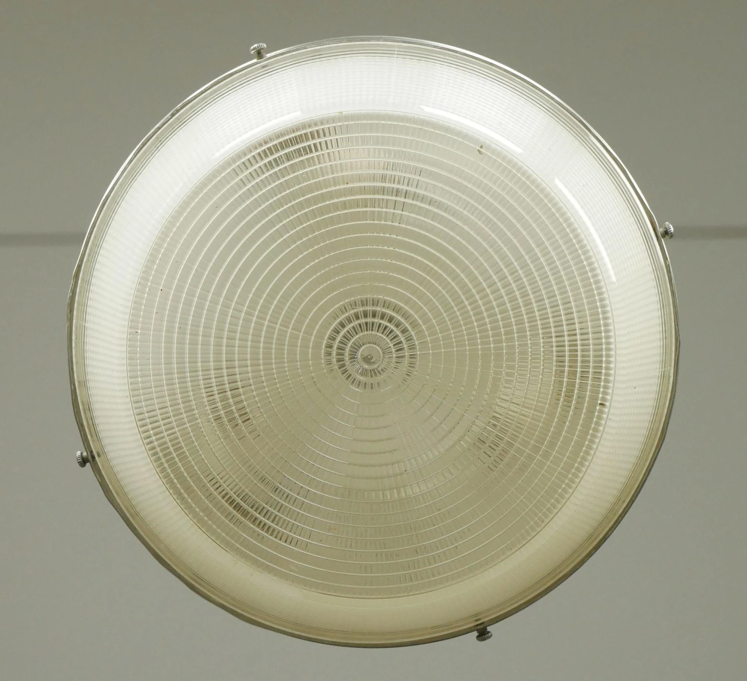 Vintage Mid Century Brushed Steel Prismatic Glass Flush Mount Light 8 Vintage Mid Century Brushed Steel Prismatic Glass Flush Mount Light - Image 6