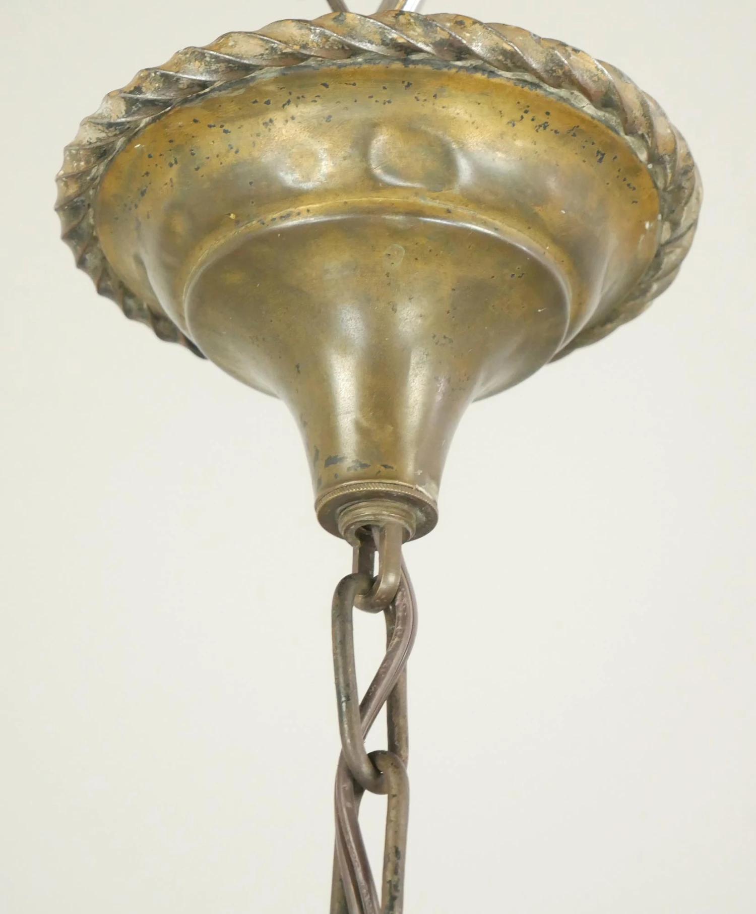 French Textured Glass Brass Frame Pendant Light 7 French Textured Glass Brass Frame Pendant Light - Image 5