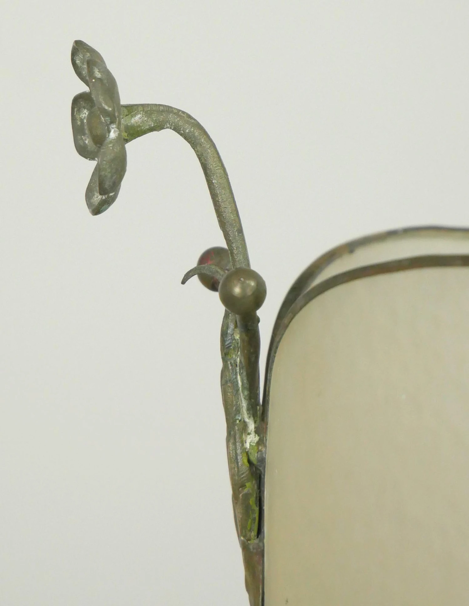 French Textured Glass Brass Frame Pendant Light 8 French Textured Glass Brass Frame Pendant Light - Image 6