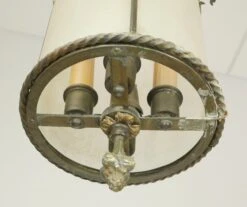 French Textured Glass Brass Frame Pendant Light 26 French Textured Glass Brass Frame Pendant Light -OGT Sale Store q287537 12